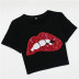 Lip Sequins Embroidered Cropped T-Shirts NSOSY111506