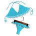 Hand Crochet Cotton Tassel Lace-Up Split Bikini 2 Piece Set NSYZT111522