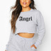 Angel Angel Letter Print Long-Sleeved Cropped Sweatshirt NSOSY111524
