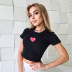 Love Print Round Neck Cropped Slim Fit Short-Sleeved T-Shirt NSOSY111530