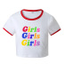 Girls Letter Contrast Color Print Slim Fit Short-Sleeved Cropped T-Shirt NSOSY111532