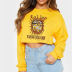 Letter Print Round Neck Long-Sleeved Cropped Sweatshirt NSOSY111536