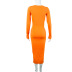 Solid Color Trumpet Sleeve Dress NSKKB111558