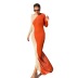 Color Contrast Long-Sleeved Mid-Waist Dress NSKKB111563