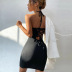 Knitted Slim Hanging Neck Lace-Up Backless Sleeveless Dress NSYSQ111570