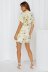 Digital Print Short-Sleeved V-Neck Lace-Up Lapel Dress NSJRM111605