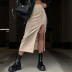 High Waist High Slit Chain Decoration Mid-Length Skirt NSBJD111617