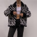Striped Print Plush Lapel Long-Sleeved Knitted Jacket NSBJD111620