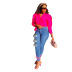 Plus Size High Elastic Mesh Stitching Jeans NSWL111671