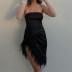 One-Shoulder Tube Top Irregular Plush Stitching Dress NSBJD111738