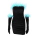 Contrast Color Plush Stitching Tube Top Dress With Plush Sleeve Cover NSBJD111755