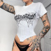 Gothic Style Solid Color Print Slim Cropped T-Shirt NSGYB111770