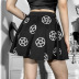 Gothic Style Solid Color Star Printed High Waist Pleated Skirt NSGYB111772
