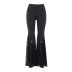 Gothic Style Solid Color Embroidery Slit Slim High Waist Flared Pants NSGYB111774