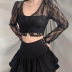 Gothic Style Lace Stitching Pattern See-Through V-Neck Top NSGYB111779