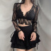 Gothic Style Lace Stitching Pattern See-Through V-Neck Top NSGYB111779