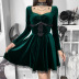 Gothic Style Long-Sleeved Butterfly Embroidery Lace High Waist A-Line Dress NSGYB111781