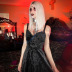 Gothic Lace-Up Suede Lace V-Neck Slip Dress NSGYB111783