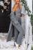 Solid Color Knitting Fleece Long Cardigan Sleeveless Vest Drawstring Trousers Three-Piece Set NSJRM111790