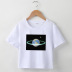 Planet Print Slim Fit Short-Sleeved Cropped T-Shirt NSOSY111816
