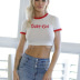 Letters Print Slim Fit Short-Sleeved Cropped T-Shirt NSOSY111821