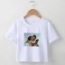 Camiseta de manga corta recortada con cuello redondo y estampado de ángel NSOSY111828