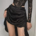 Falda delgada con costuras plisadas y cordón de color liso NSBJD111852