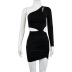 Solid Color Single-Shoulder Hollow Sheath Dress NSKKB111902