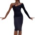 Oblique Single Shoulder Straps Long Sleeve Slim Backless Knee-Length Dress NSKKB111905