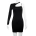 Solid Color One-Shoulder Long-Sleeved Asymmetrical Sheath Dress NSKKB111910
