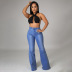 Plus Size High Waist Elastic Ripped Jeans NSWL111951