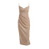 Glitter Deep V Pleated Split Suspender Prom Dress NSYOM111970