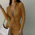 Polo Collar Kink Long Sleeve Slim Dress NSYOM111979