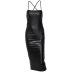 Blended Fabrics Suspenders Backless Slim Lace-Up Split Dress NSYOM111988