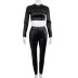 Solid Color Tight-Fitting Pu Leather With Webbing Long-Sleeved Top Trousers 2 Piece Suit NSKKB112038