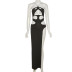 Sling Solid Color Off-The-Shoulder High Waist Split Backless Hollow Dress NSYOM112043