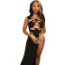 Sling Solid Color Off-The-Shoulder High Waist Split Backless Hollow Dress NSYOM112043