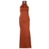 Solid Color Slim Sleeveless Hanging Neck Backless Prom Dress NSYOM112046