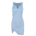 V-neck button decoration irregular slit slim sleeveless dress NSBJD112085