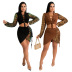 Sequins Stitching Strappy Long-Sleeved Top With Irregular Sheath Skirt 2 Piece NSCYF112174