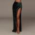 High Slit Long Velet Pleated Skirt NSHT112199