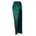 High Slit Long Velet Pleated Skirt NSHT112199