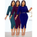 Elastic Contrast Color One-Row Buckle Slit Dress NSGML112288