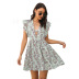 Deep V-Neck Sleeveless Ruffled Floral Dress NSMY112304