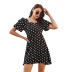 Puff Sleeve Bow Polka Dot Printed Dress NSMY112310