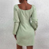 solid color long sleeve v neck bow dress NSYSQ112313