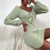 solid color long sleeve v neck bow dress NSYSQ112313