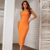 Solid Color Slim Suspenders Slit Backless Lace-Up Dress NSYSQ112317
