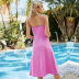 Split Slim Sling Solid Color Backless Dress NSYSQ112327