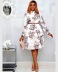 Long Sleeves High Waist Print Tiered Dress NSGML112347